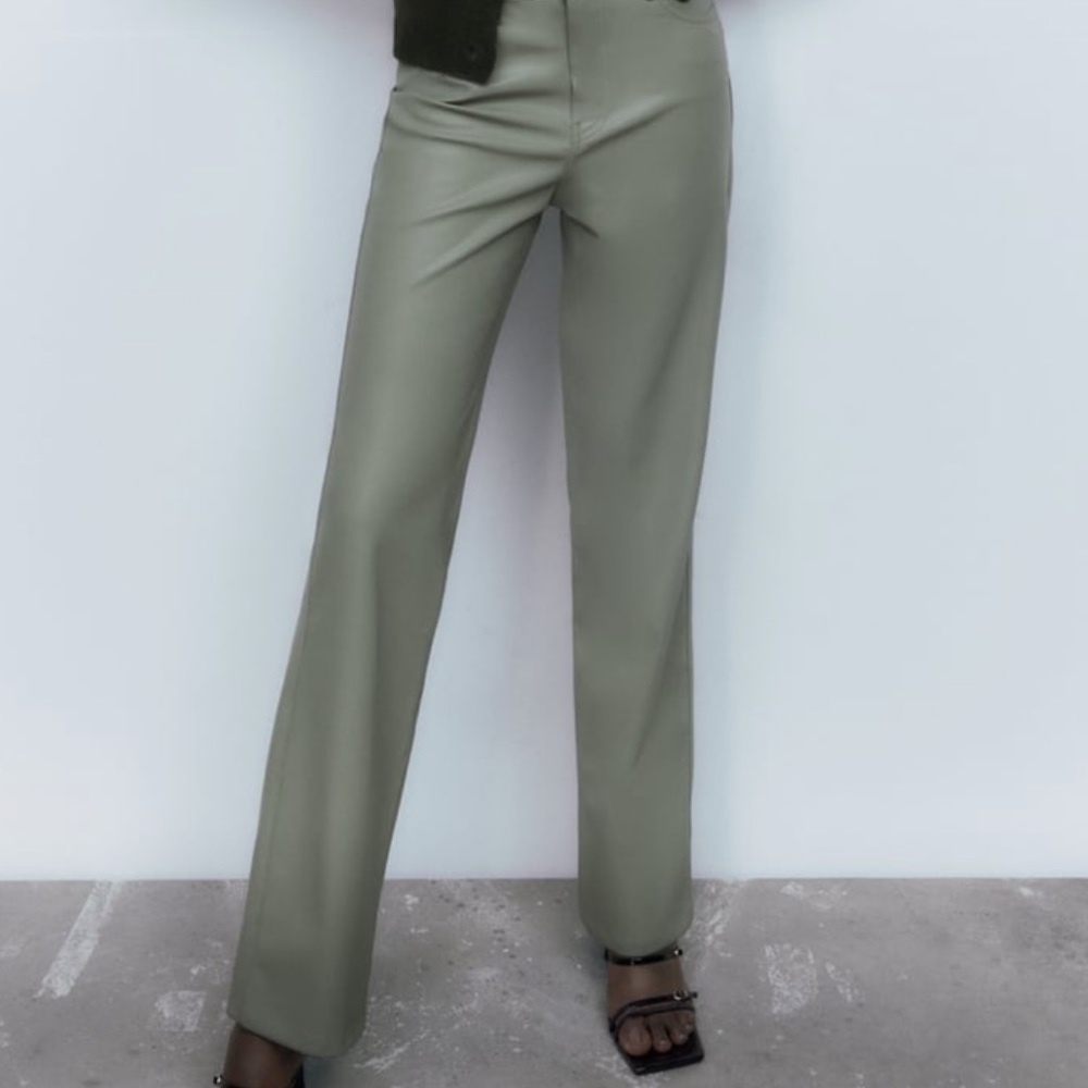 Straight Leg Faux Leather Pants from Zara